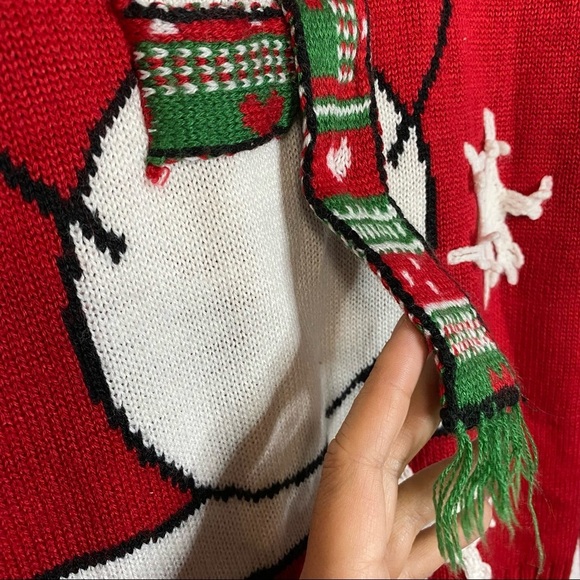 Karen Scott Red Knit Sweater Snowman Snowflake Embellishment Small S - Picture 8 of 13